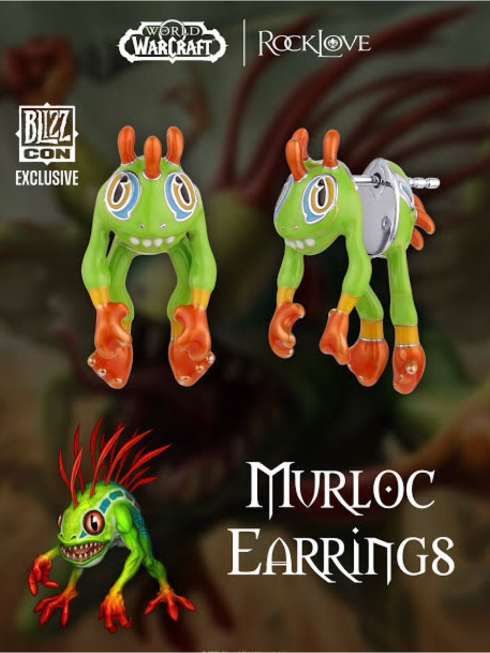 World of Warcraft x RockLove Murloc Earrings BlizzCon 2026 Exclusive WoW Jewelry